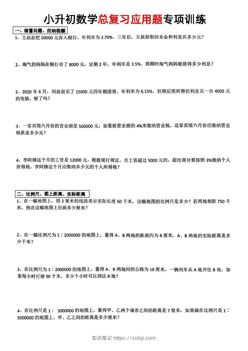 小升初数学【总复习应用题】-知识笔记