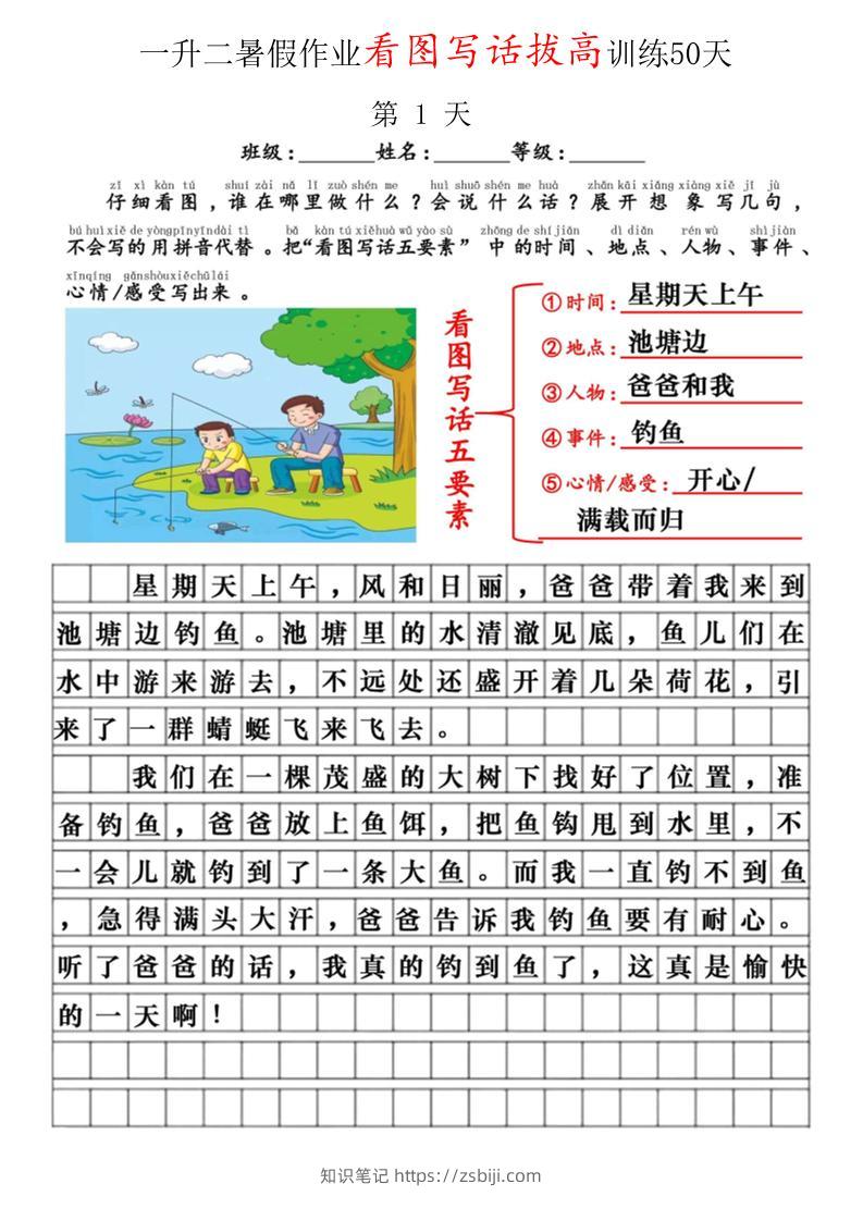 一升二看图写话精讲范文50篇-二上语文-知识笔记