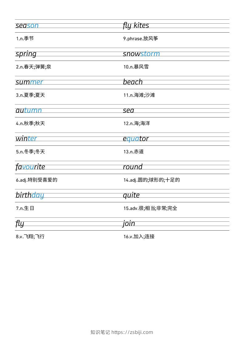 25秋外研版四上英语Unit4衡水体字帖-知识笔记
