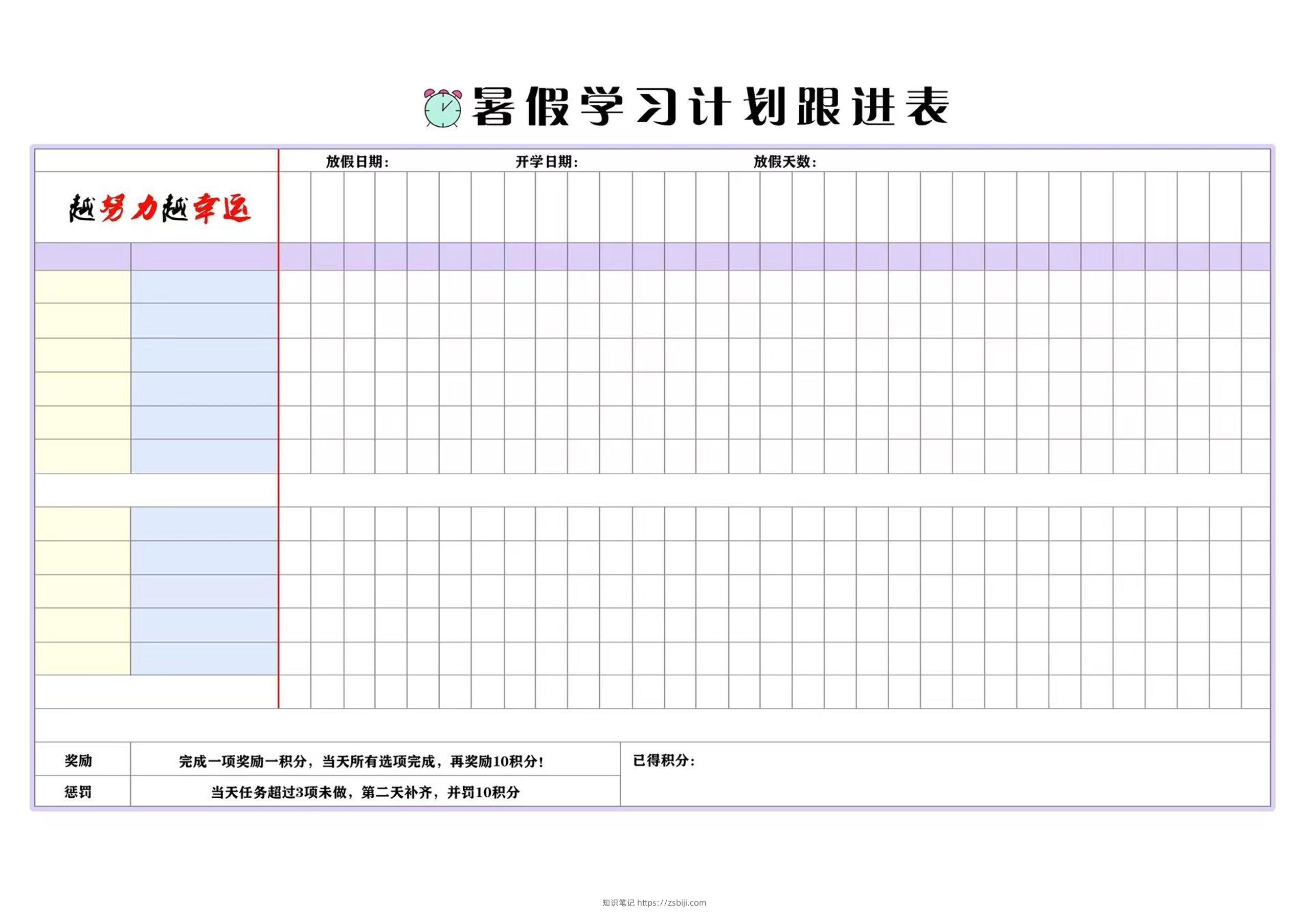 ☆暑假计划表-知识笔记
