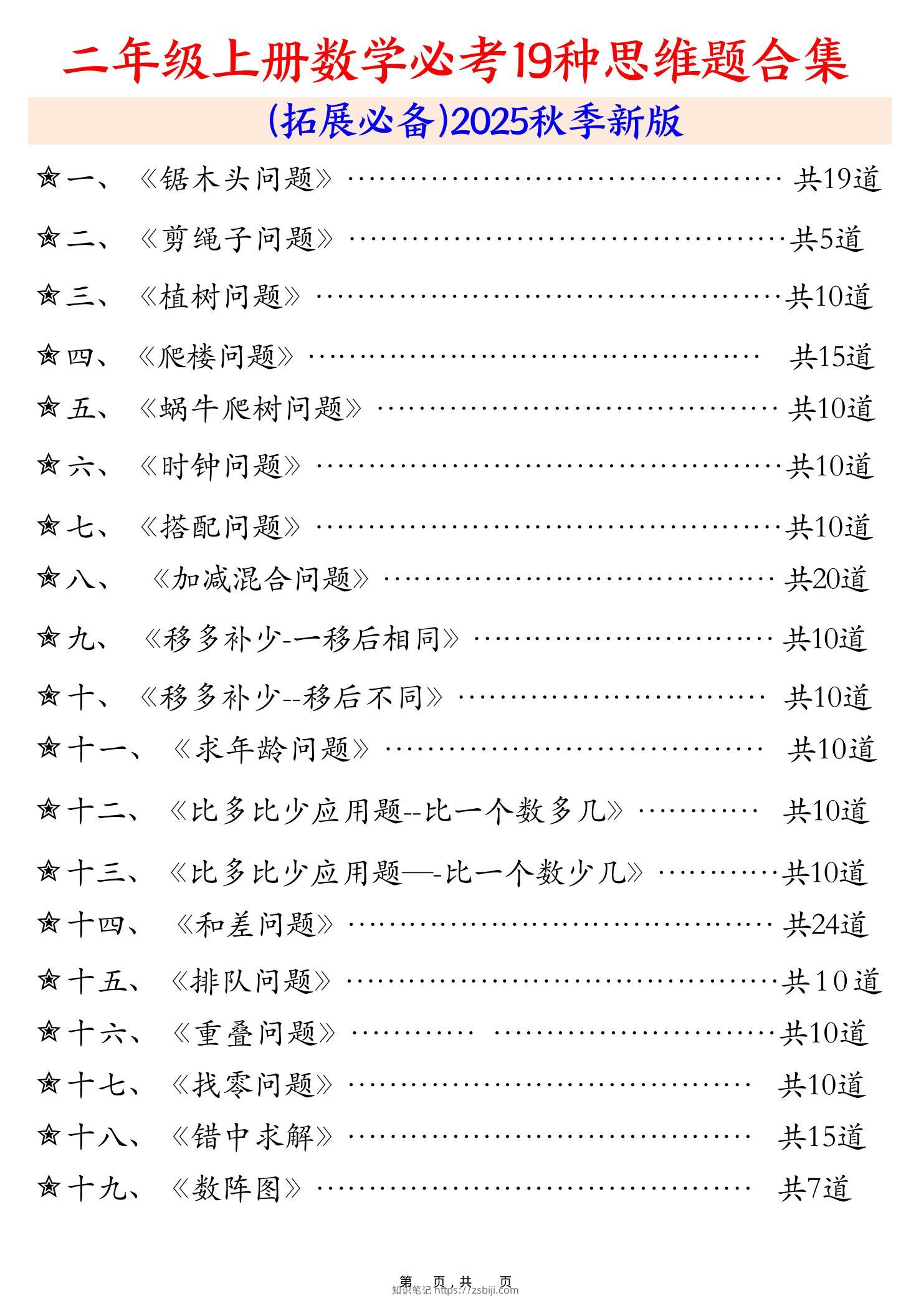 二上数学必考19种类型思维应用题训练合集225道（48页）-知识笔记