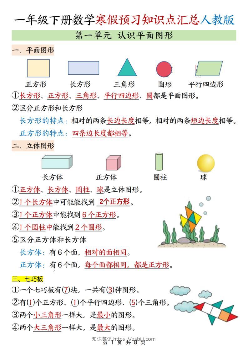 26春一下人教数学《寒假预习全册知识点汇总》-知识笔记